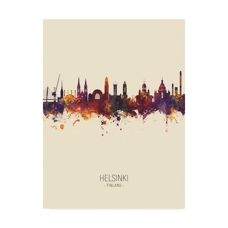 Michael Tompsett 'Helsinki Finland Skyline Portrait III' Canvas Art,35x47